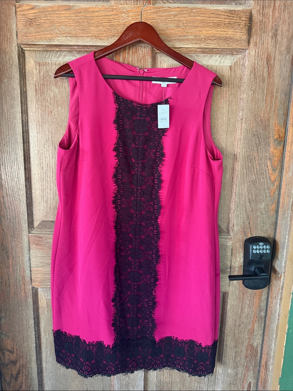 Women's Loft Pink and black dress NWT Sz 14